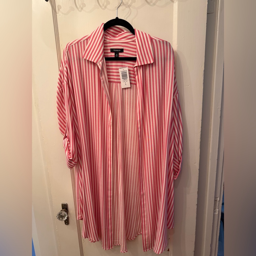 NWT Torrid Gauze Open Front Shirt Kimono in Chateau Rose
